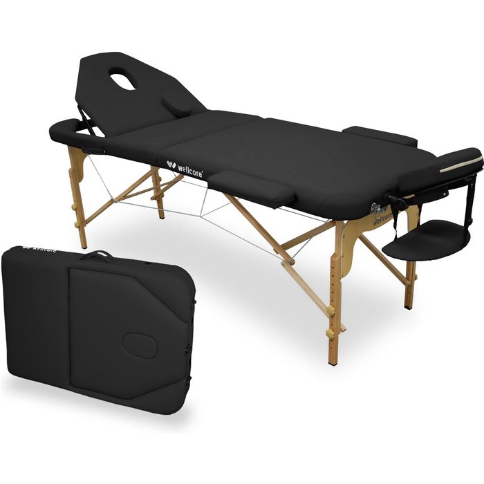Camilla plegable de masaje de madera wellcore 185 x 65 cm con respaldo plus