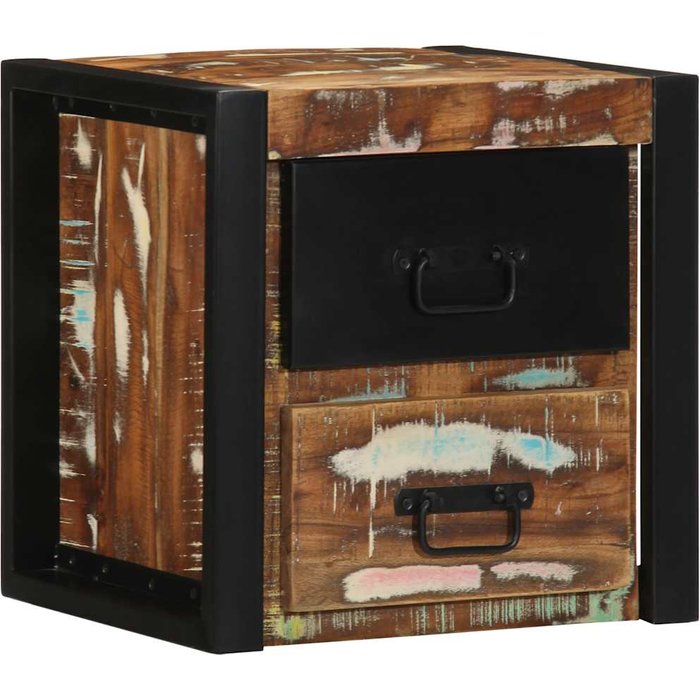 Mesilla de noche multicolor 40x35x40 cm madera maciza reciclada vidaxl