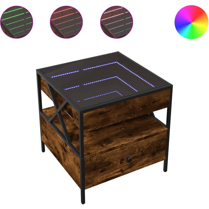 Mesa de centro con infinity led roble ahumado 50x50x51 cm - comfortxl