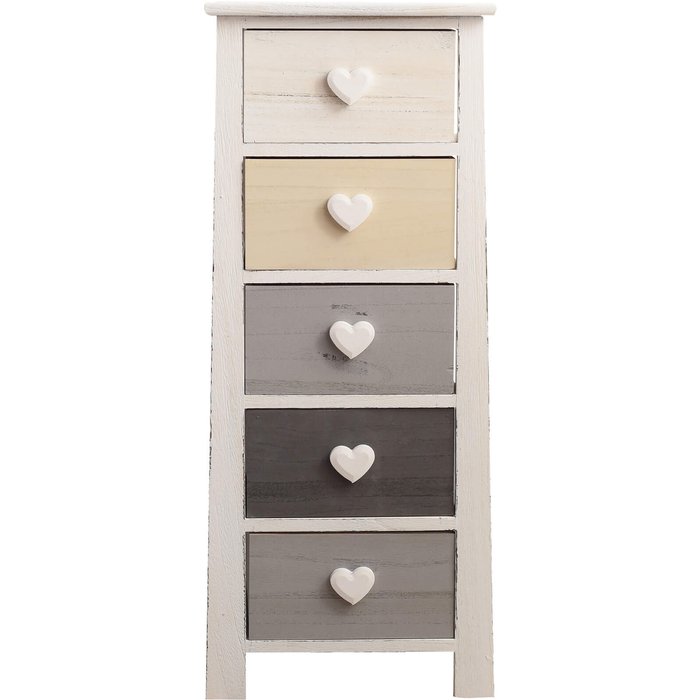 Cajonera comoda rebecca mobili 5 cajones madera multicolor decapado 87x37x27