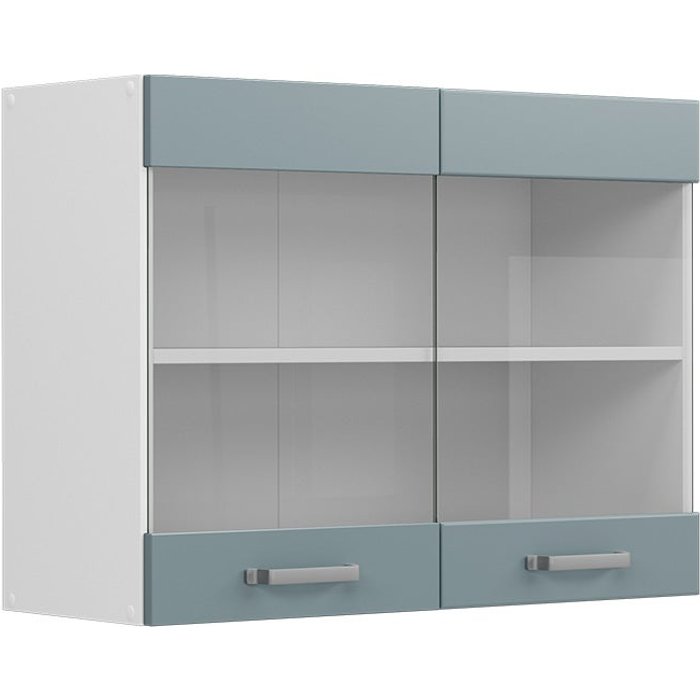 Vicco mueble alto universal r-line, gris azulado, 80 cm con puertas de cristal