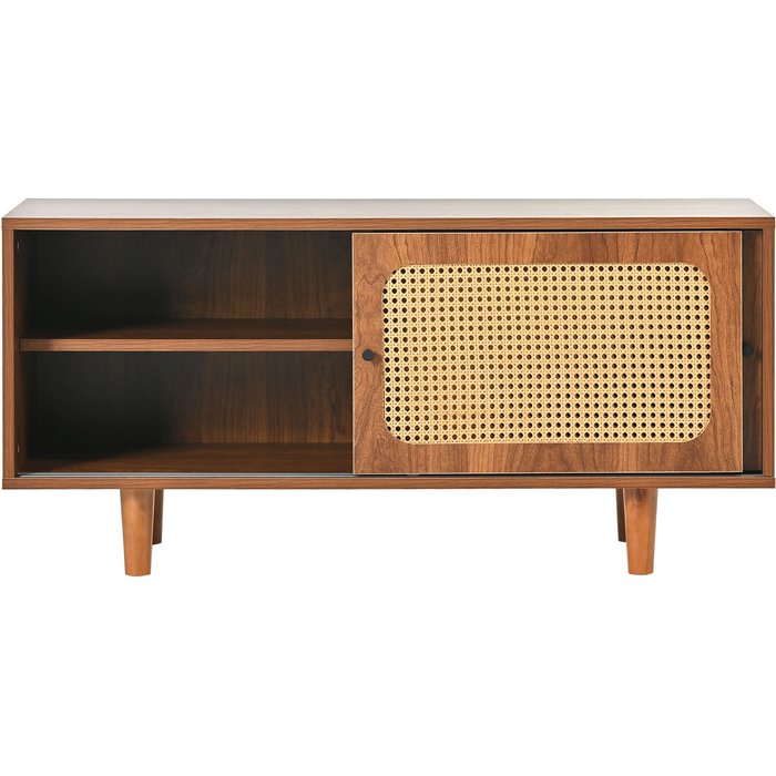 Mueble zapatero de ratán con estantes regulables, nogal, 104*40*48 cm