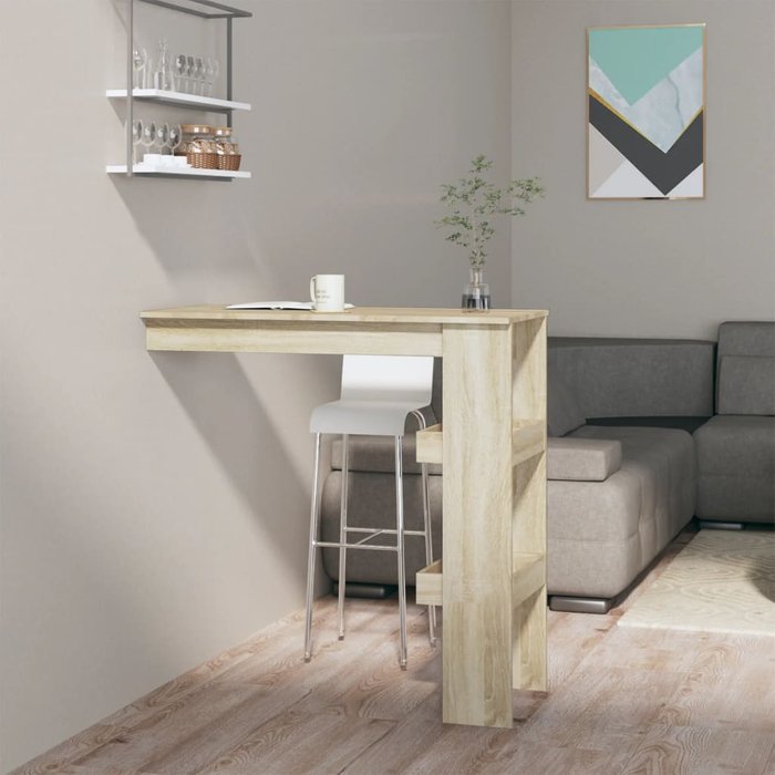 Mesa alta de pared roble sonoma 102x45x103,5 cm madera contrachapada
