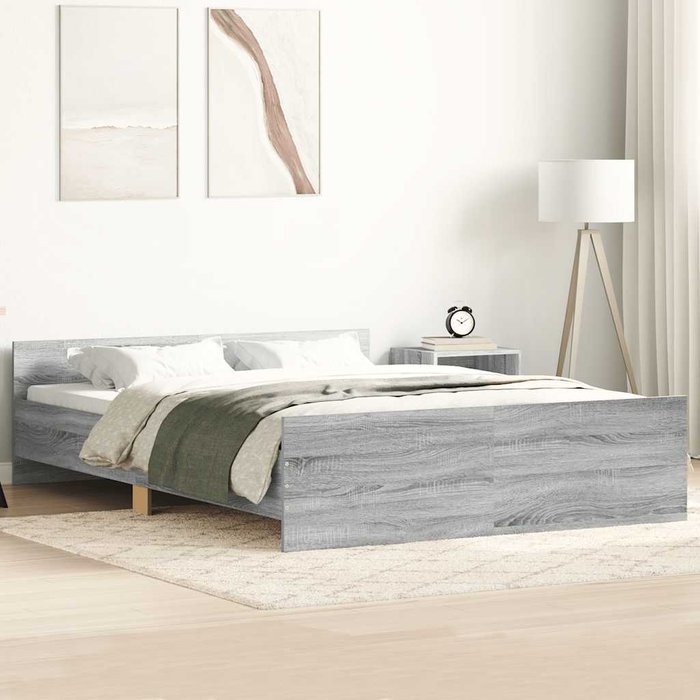 Estructura de cama con cabecero piecero gris sonoma 150x200 cm vidaxl