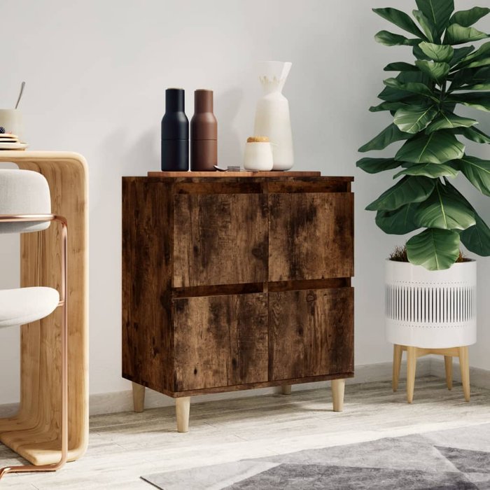 Aparador madera contrachapada color roble ahumado 60x35x70 cm - comfortxl