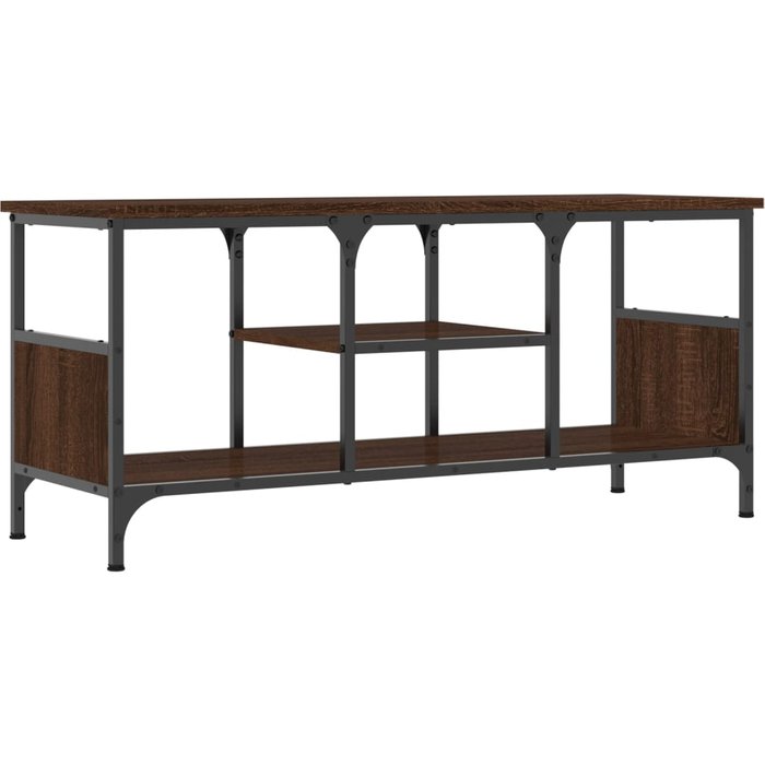 Mueble tv roble marrón 100x35x45 cm madera contrachapada y hierro