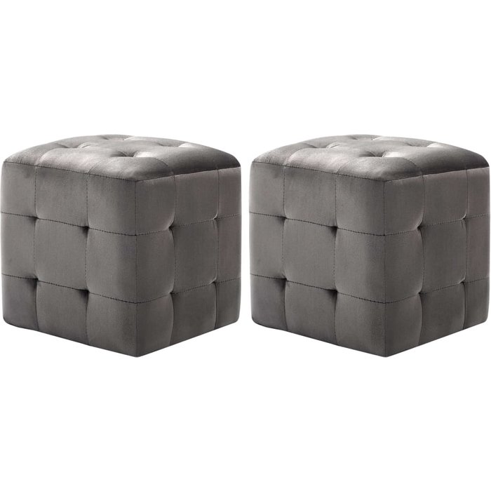 Pack de 2 mesitas de noche,mesilla de noche terciopelo gris 30x30x30 cm cfw50690
