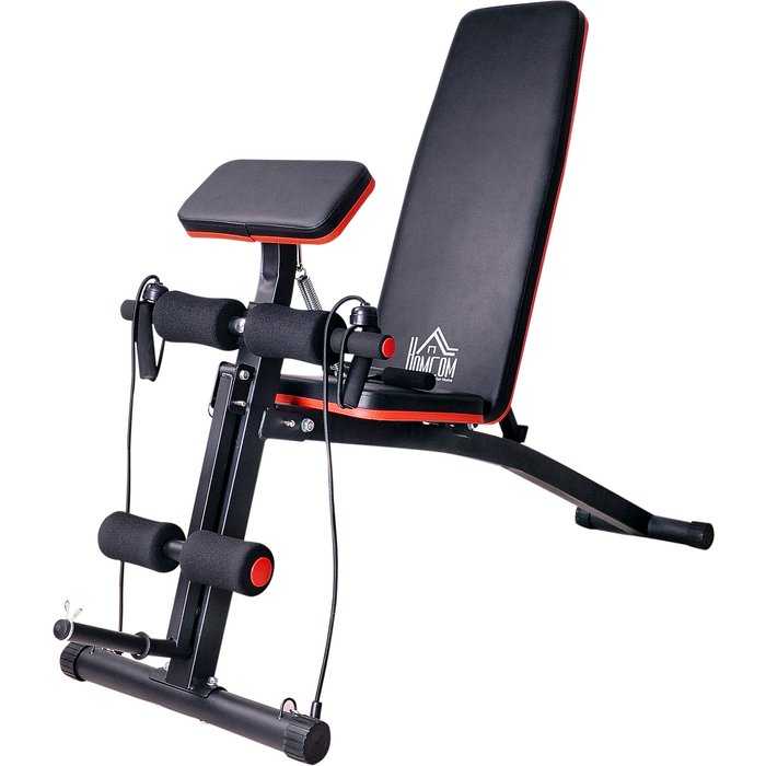 Banco de mancuerna homcom acero, abs, eva negro 54x160x106 cm