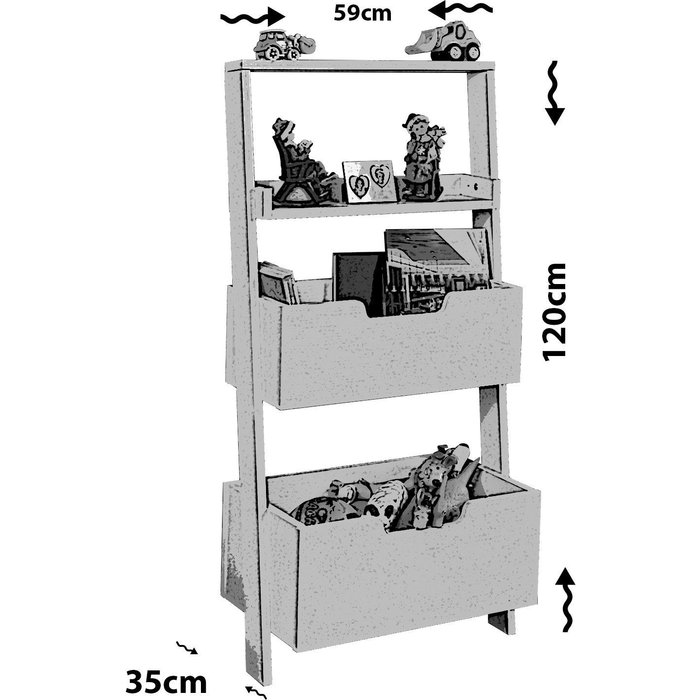 Librería – 59 cm x 120 cm x 35 cm – blanca – tablero de partículas