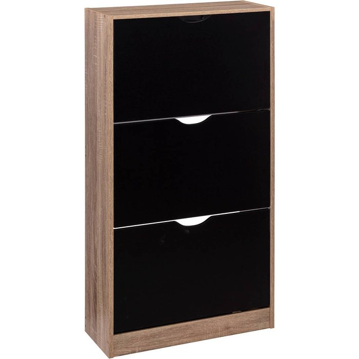 Mueble ottawa zapatero negro y natural con 3 cajones / zapatero