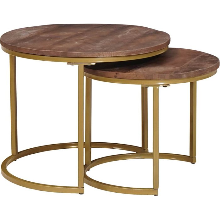 Mesas de café nido 2 pcs madera maciza de mango y acero