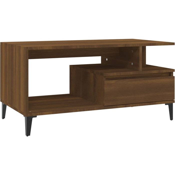 Mesa de centro madera contrachapada roble marrón 90x49x45 cm - comfortxl