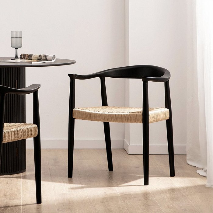 Silla de comedor de madera negro 65x74 cm