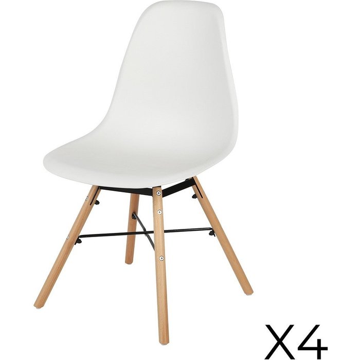 Lote de 4 sillas de color blanco estilo escandinavo. colección jenkins.