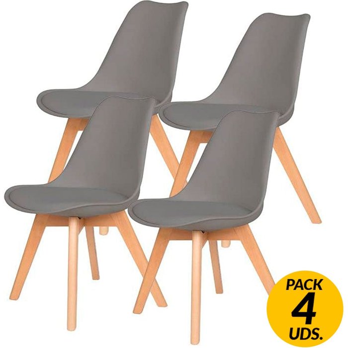Pack de 4 sillas fina gris 83x45x48 cm