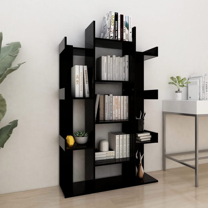Librería aglomerado negro 86x25,5x140 cm