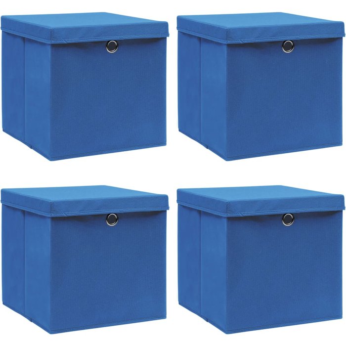 Maison exclusive - cajas de almacenaje con tapas 4 uds tela azul 32x32x32 cm