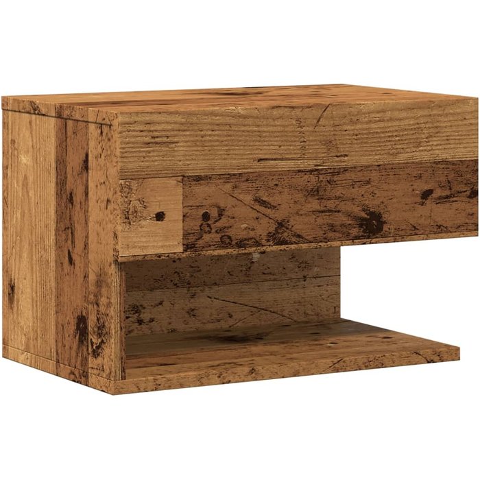 Mesita de noche de pared madera envejecida - comfortxl
