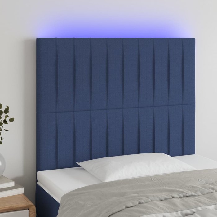 Cabecero led azul 80x5x118/128 cm tela