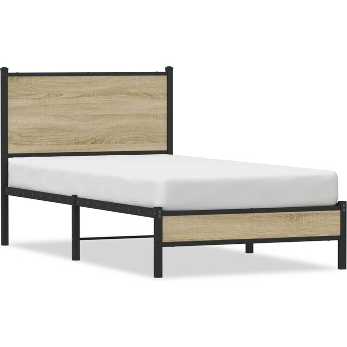 Estructura de cama sin colchón metal roble sonoma 90x200 cm — comfortxl