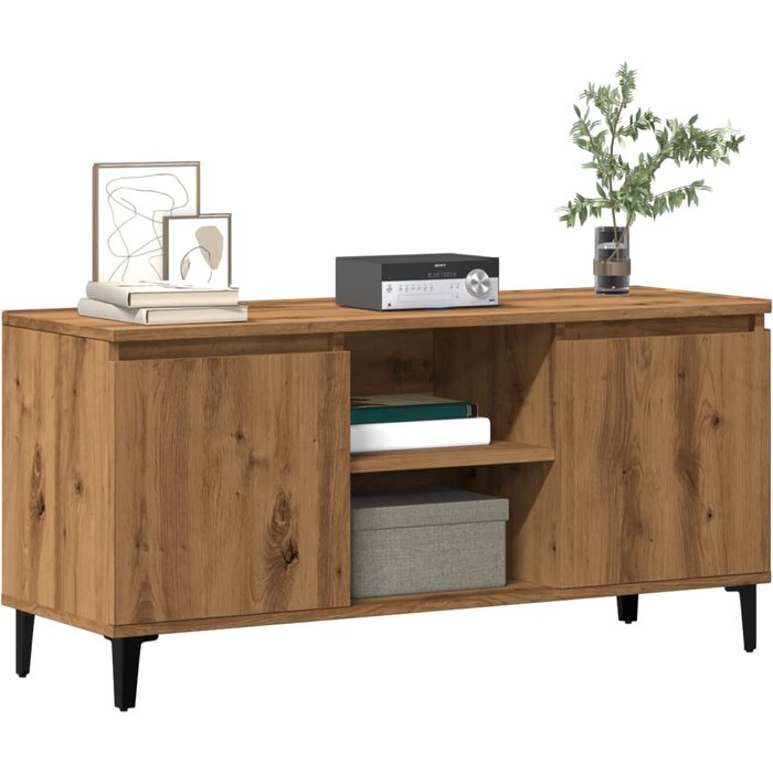 Mueble tv artesanal roble 102x35x50 cm madera contrachapada