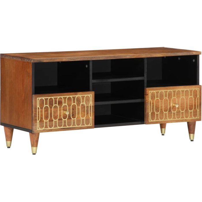 Mueble de tv madera maciza de mango 100x33x46 cm