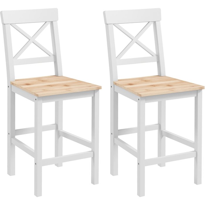 Conjunto 2 taburetes bar madera natural con respaldo 41x46x97,5cm estilo rústico