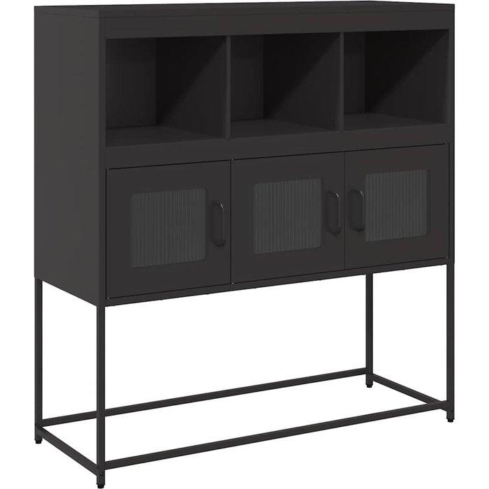 Aparador de acero laminado en frío negro 100,5x39x107 cm - comfortxl