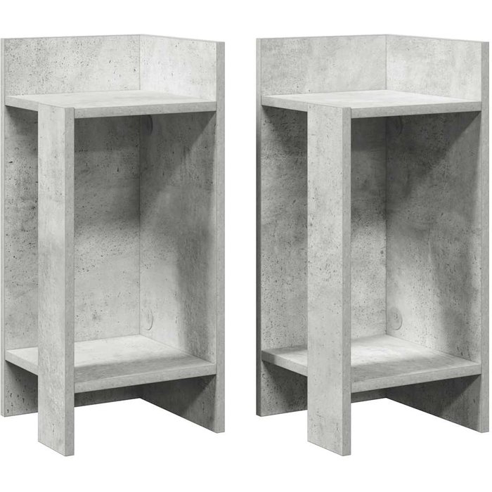 Mesas auxiliares 2 uds con estante gris hormigón 25,5x27x60 cm - comfortxl