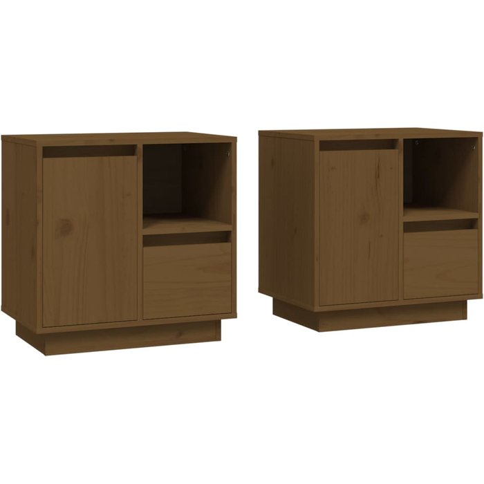 Mesitas de noche 2uds marrón miel 50x34x50cm madera maciza de pino