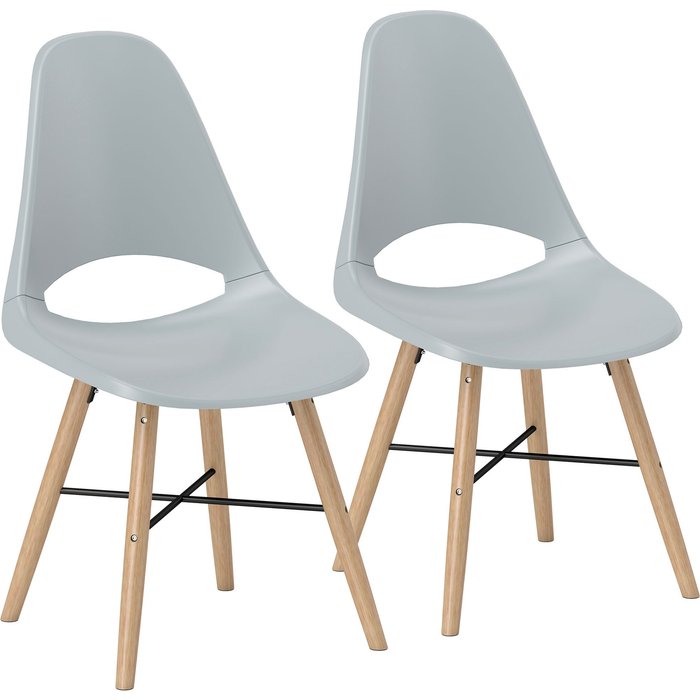 Sillas de comedor homcom abs, madera de caucho gris 47x49x84 cm 83a-190v00gy