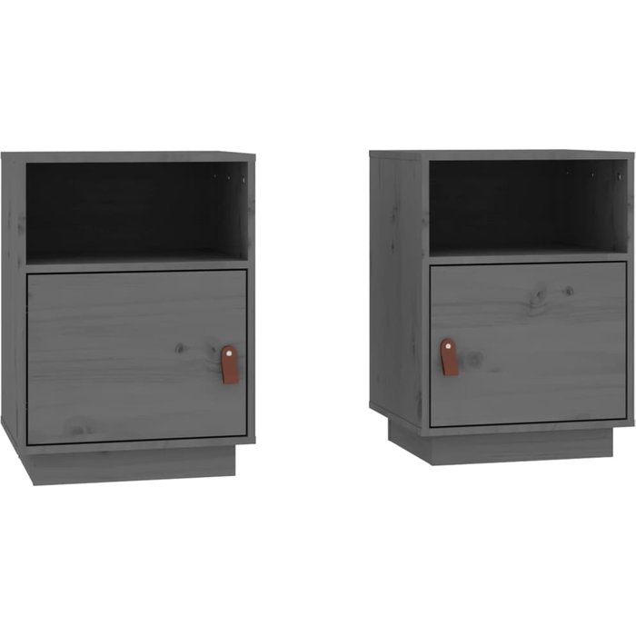 Mesitas de noche 2 uds madera maciza de pino gris 40x34x55 cm - comfortxl