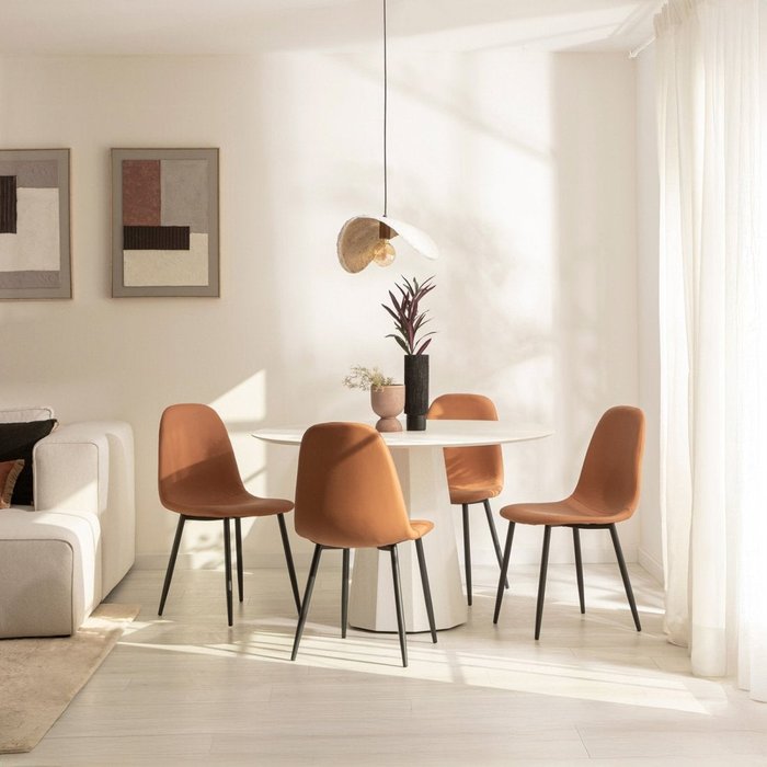 Packs 4 sillas polipiel terracota 44 x 84 cm