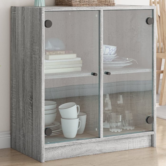 Mueble auxiliar con puertas de cristal gris sonoma 68x37x75,5 cm