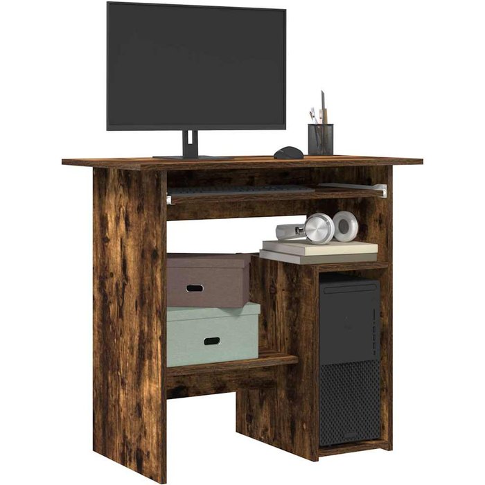 Maison exclusive - escritorio de madera contrachapada roble ahumado 80x45x74 cm