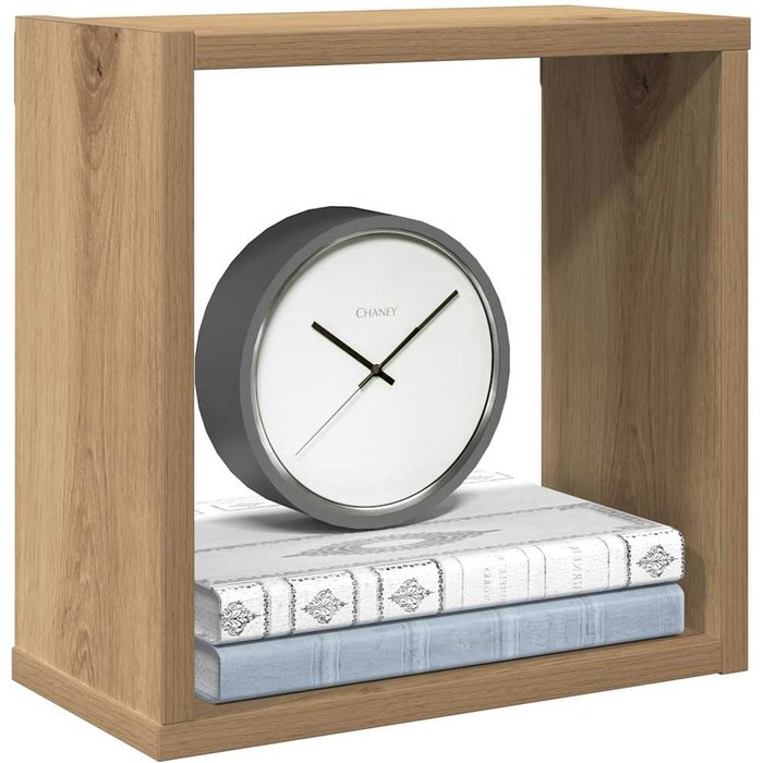 Estantería de pared cúbica de 6 piezas, roble artesanal, madera de ingeniería.