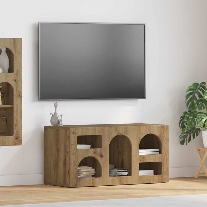 Mueble de tv de roble hecho a mano, 80 x 35 x 40 cm, madera de ingeniería