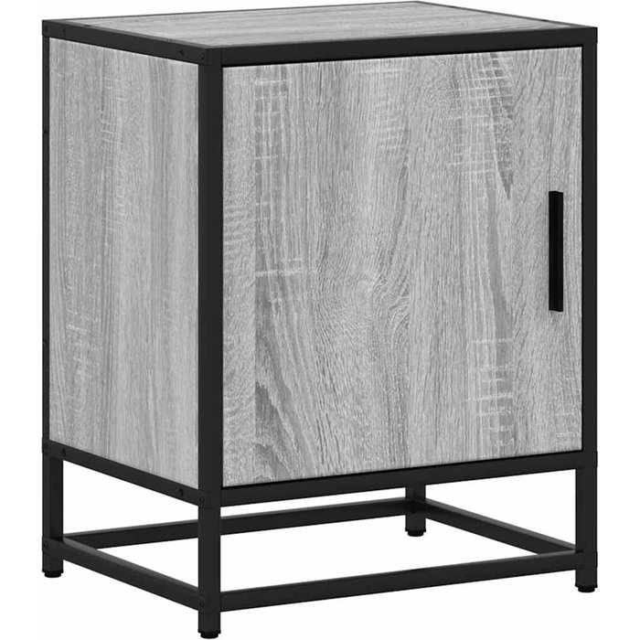 Mesita noche madera de ingeniería gris sonoma 40x31x50 cm metal - comfortxl