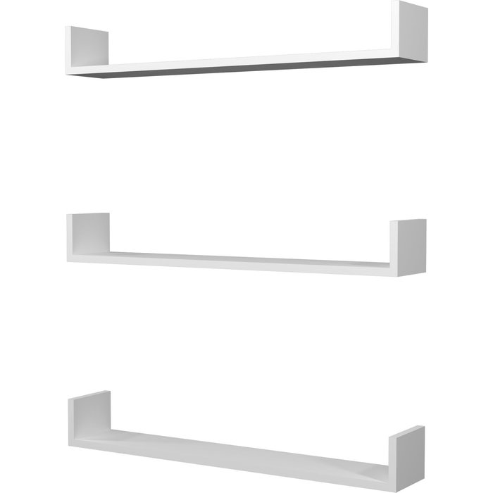 Juego de 3 estantes de pared 12 x 90 x 15 cm blanco 03_0007080