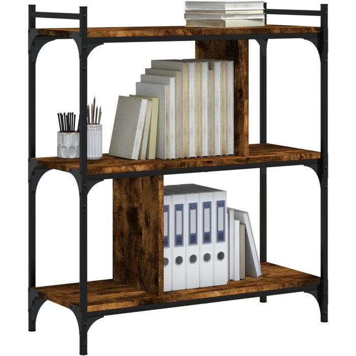 Librería 3 estantes madera ingeniería roble ahumado 76x32x88 cm – comfortxl