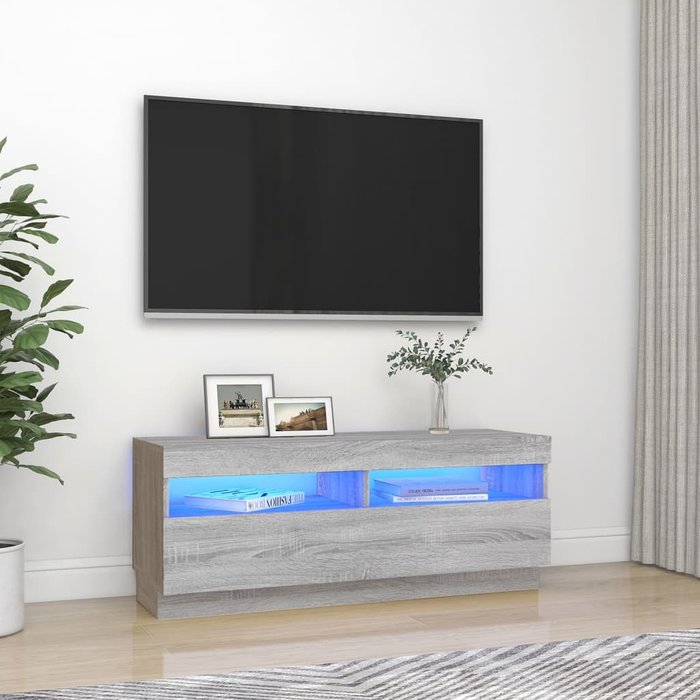 Maison exclusive - mueble de tv con luces led gris sonoma 100x35x40 cm