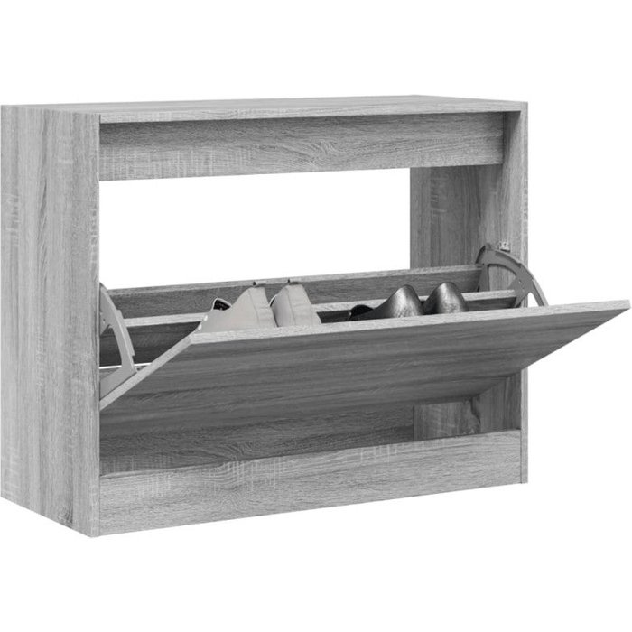 Vidaxl zapatero de madera de ingeniería gris sonoma 80x34x63 cm