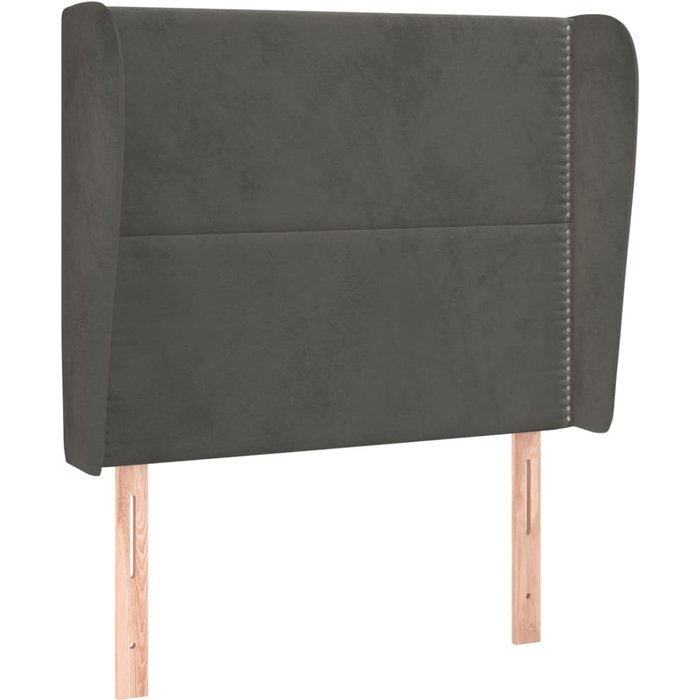 Cabecero con orejas de terciopelo gris oscuro 83x23x118/128 cm - comfortxl