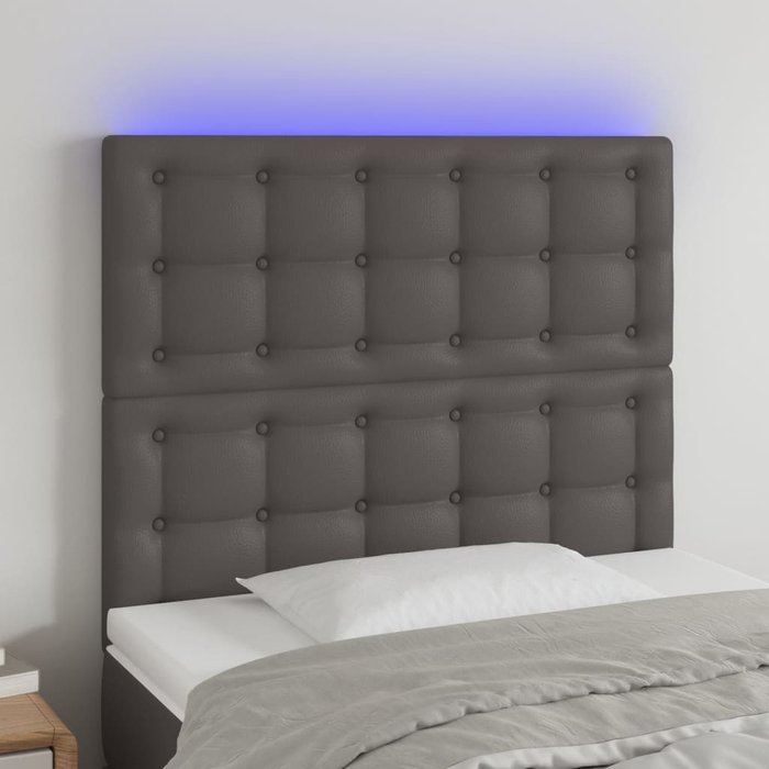Maison exclusive - cabecero con luces led cuero sintético gris 100x5x118/128 cm