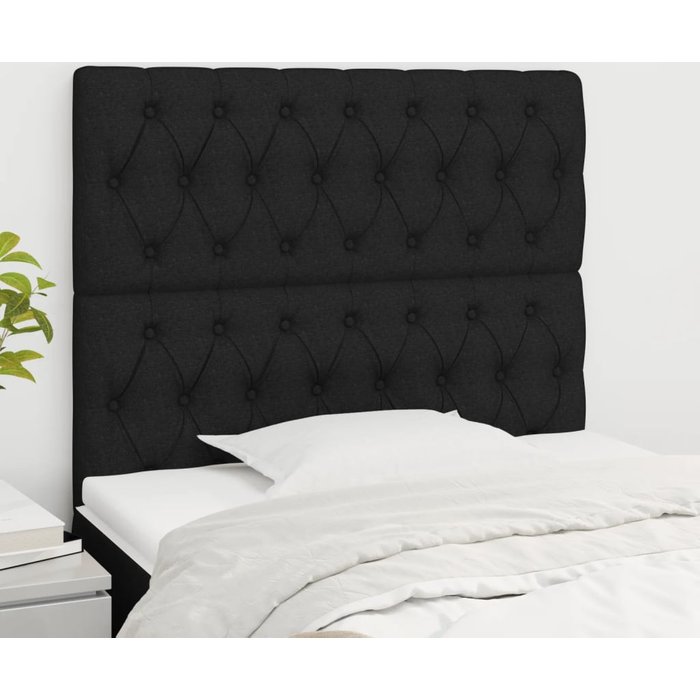 Cabeceros 2 uds negro 100x7x78/88 cm tela