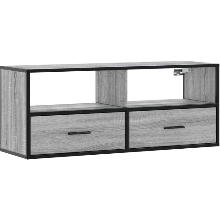 Mueble de tv madera y metal roble ahumado 100x31x39,5 cm - comfortxl