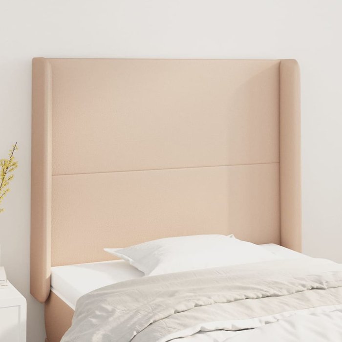 Cabecero con orejas cappuccino 93x16x118/128cm polipiel