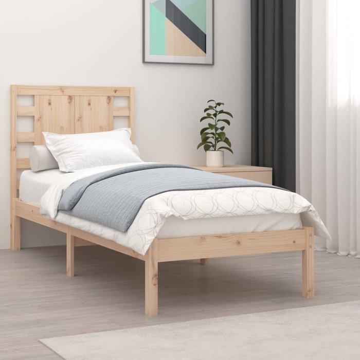Estructura de cama madera maciza 90x190 cm