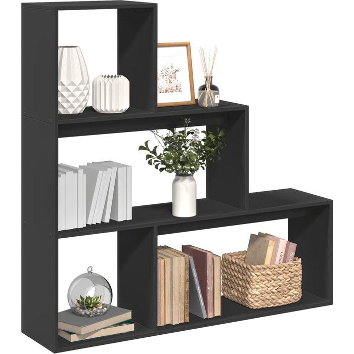 Estante separador de ambientes de 3 niveles negro 123x29x123 cm