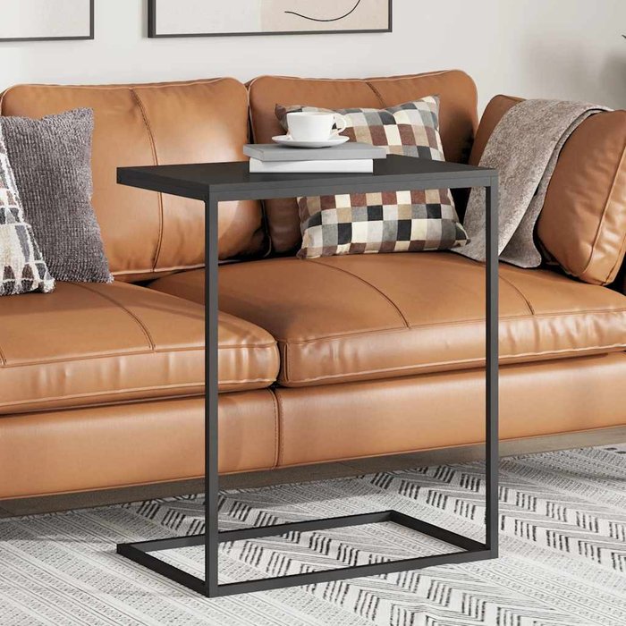 Mesita auxiliar negra, 55x35x66 cm, madera de ingeniería.